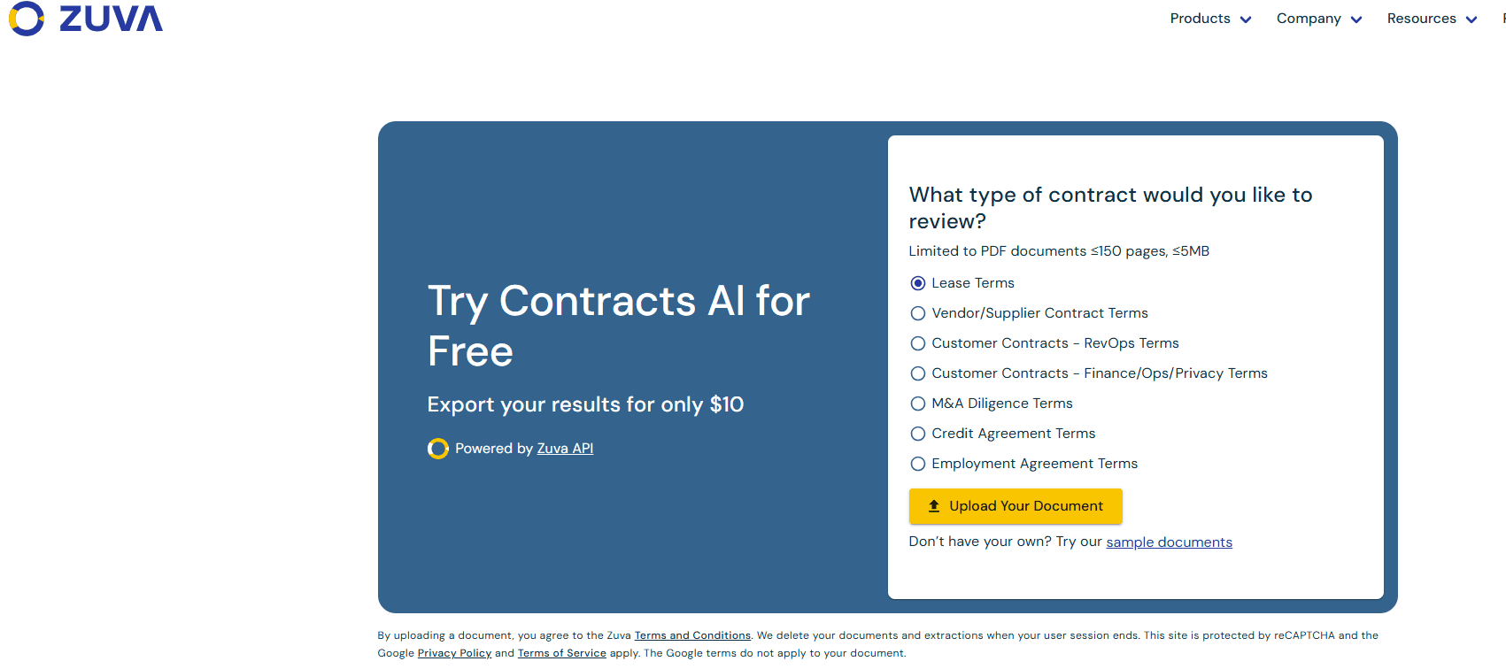 Zuva Contracts AI