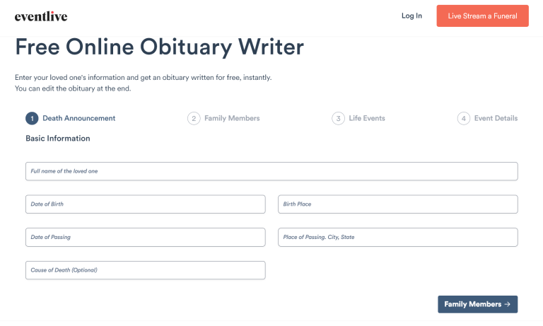 EventLive Obituary AI Writer