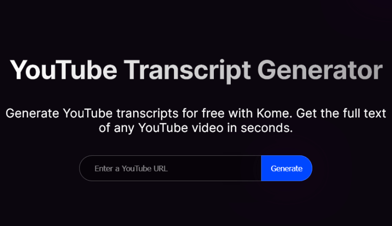 Kome YouTube Transcript Generator