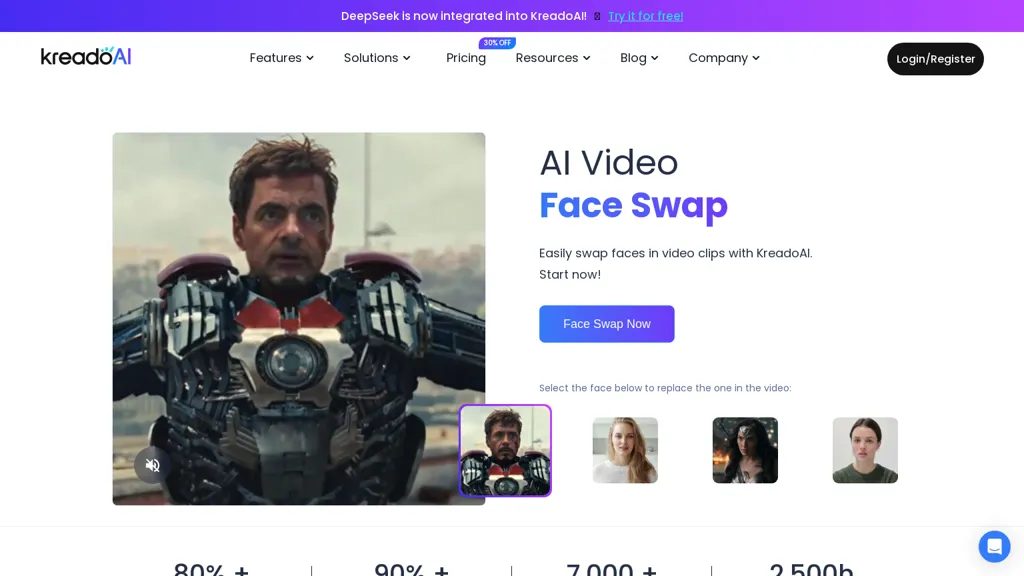 KreadoAI video face swap